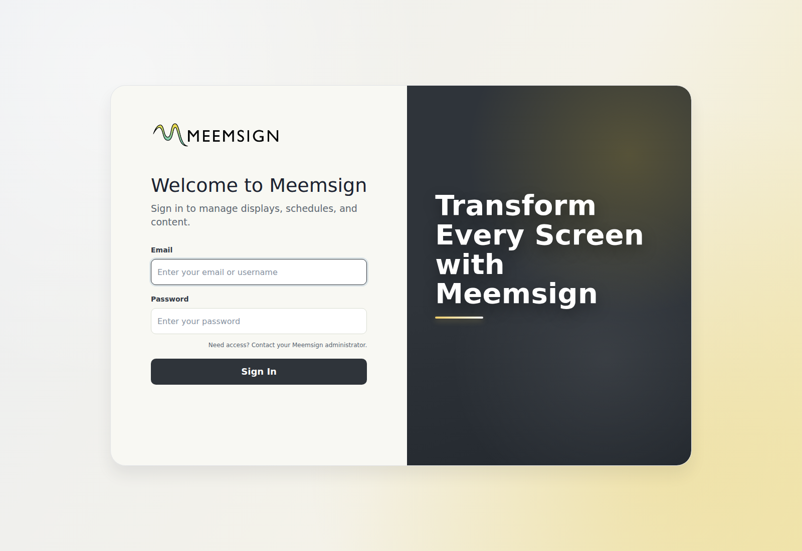 MeemSign login page